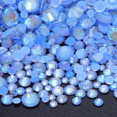 Mixed Sizes Mocha Shimmer Lt Blue Glass Flat Back Rhinestones For Nail Art WholesaleRhinestone